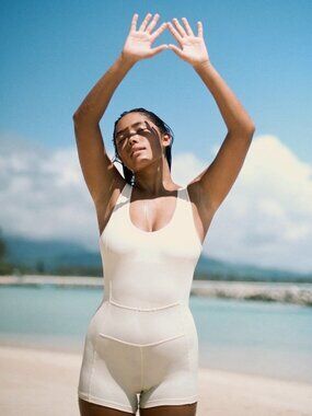 SOLD-ABYSSEE Kelea - Dune-Rib | Short Bodysuit Size L-Vanilla' NWT-SOLD!